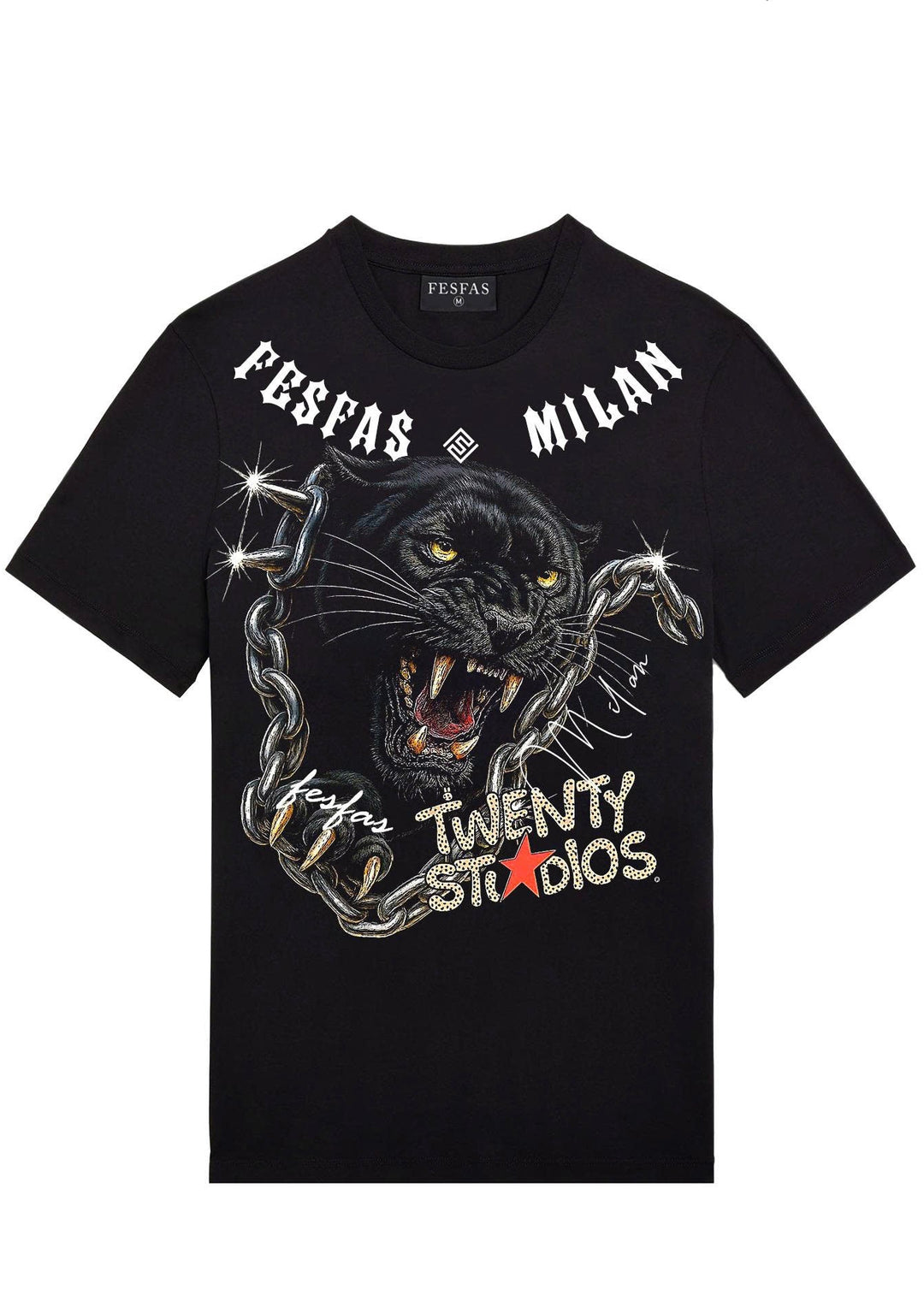 FesFas chains panther-print T-shirt | Black | Men