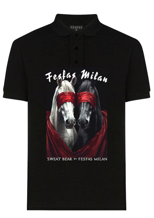 FesFas horses-print Polo Shirt | Men | Black