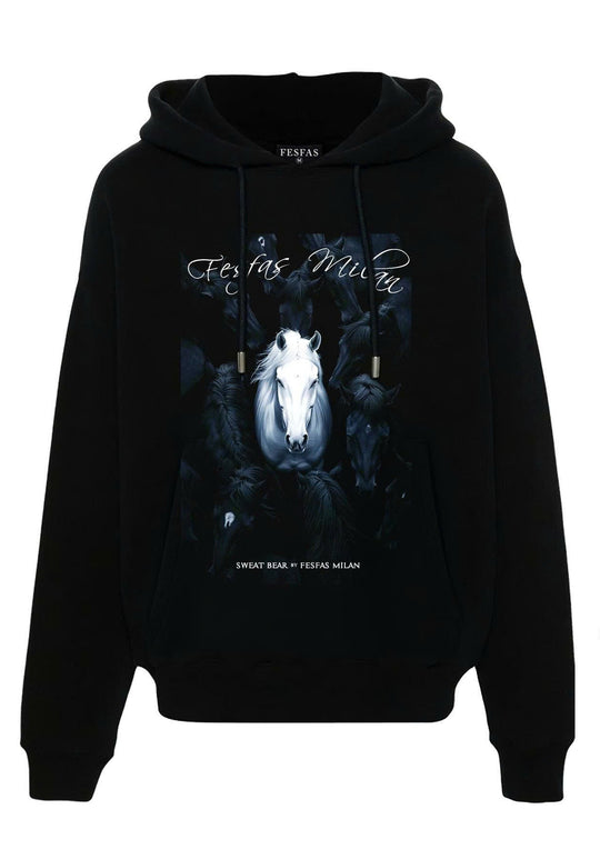 FesFas night horse-print Hoodie | Black | Men