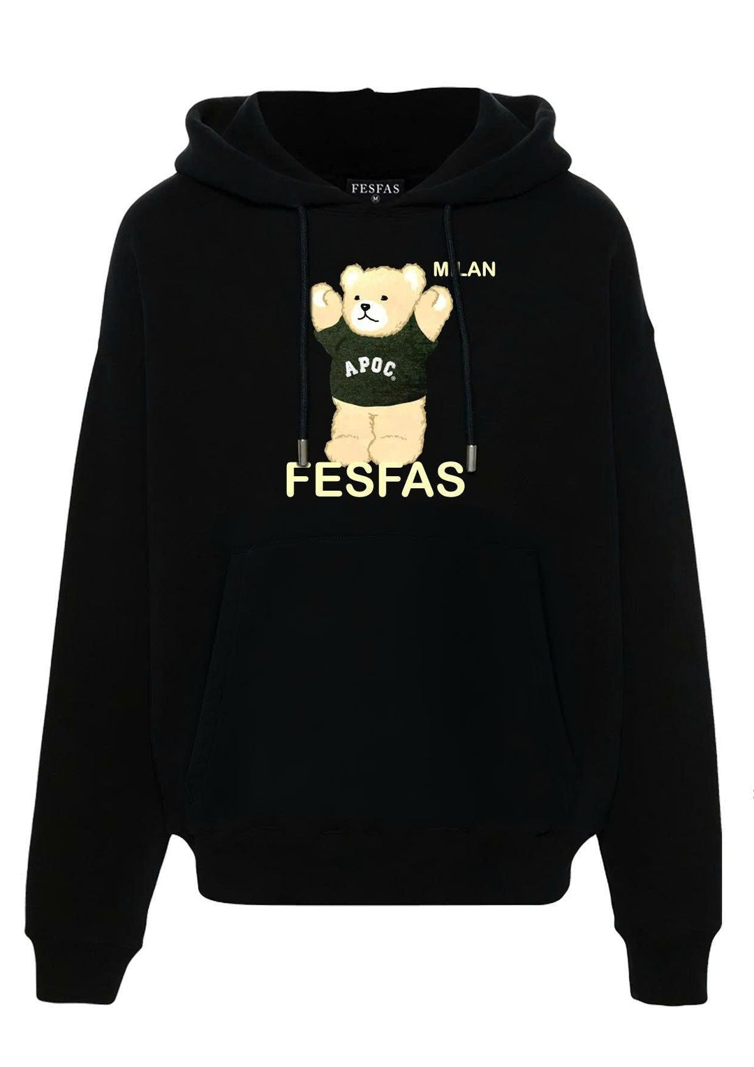 FesFas cute bear-print Hoodie | Black | Men