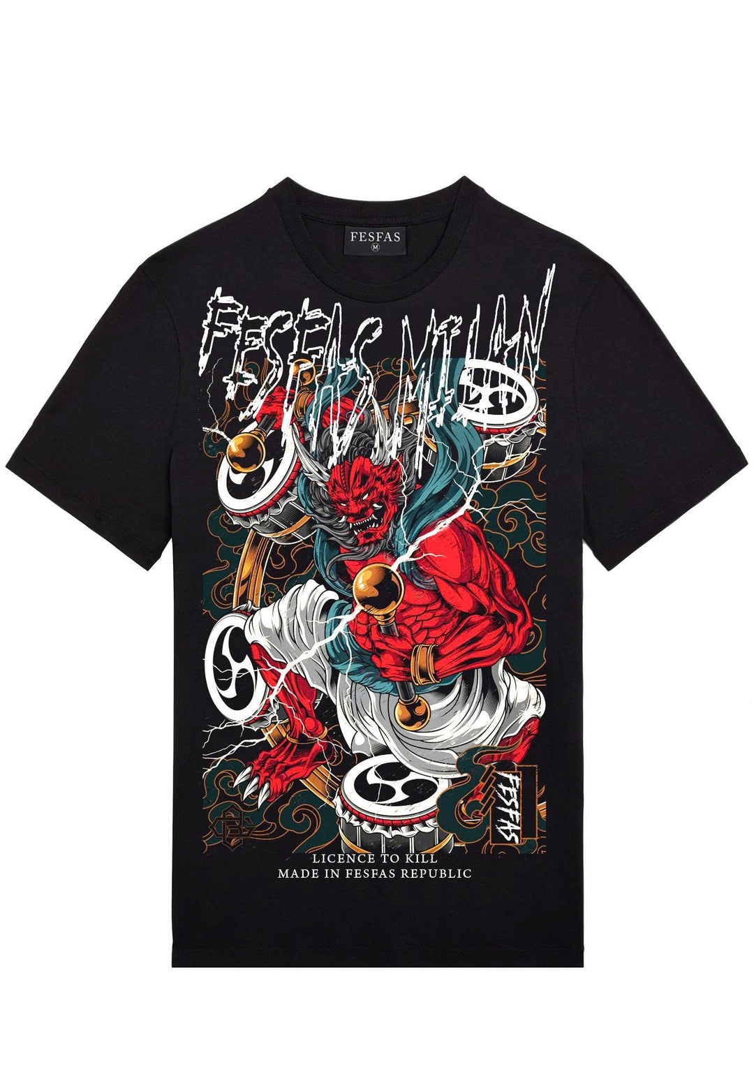 FesFas thunder god-print T-shirt | Black | Men
