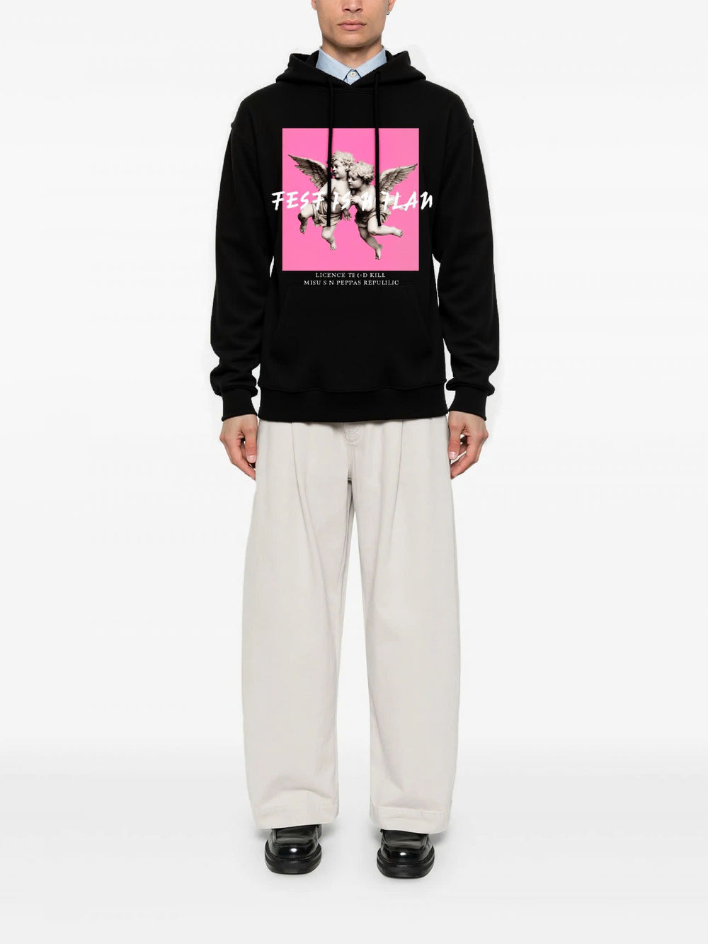 FesFas Angel-print Hoodie | Black | Men
