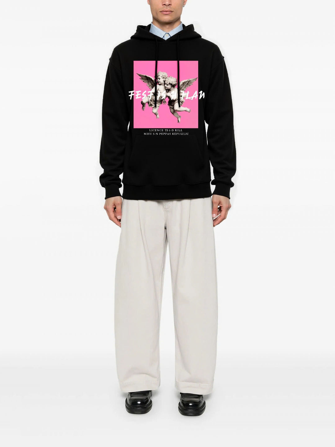 FesFas Angel-print Hoodie | Black | Men