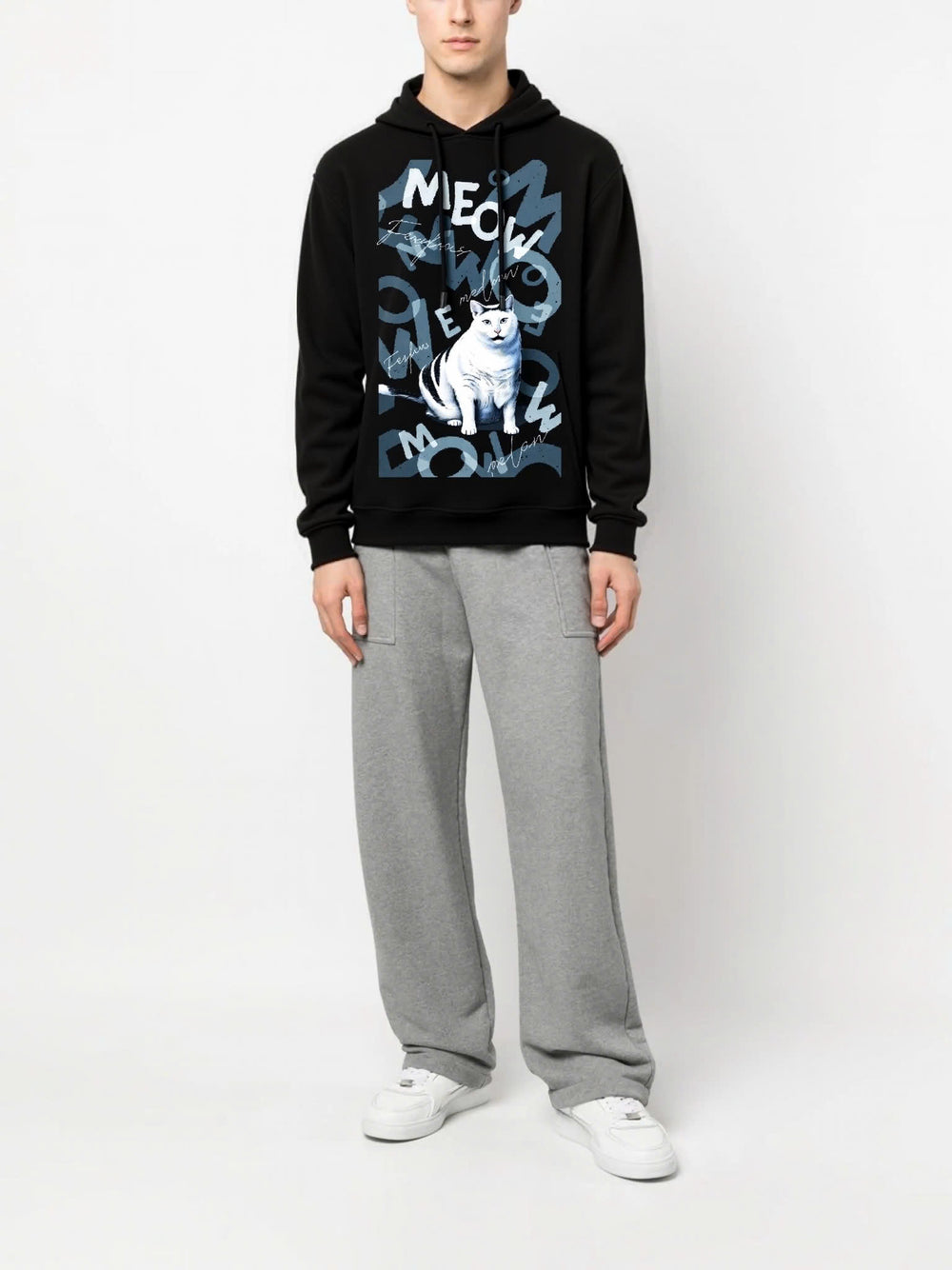 FesFas Cat-print Hoodie | Black | Men