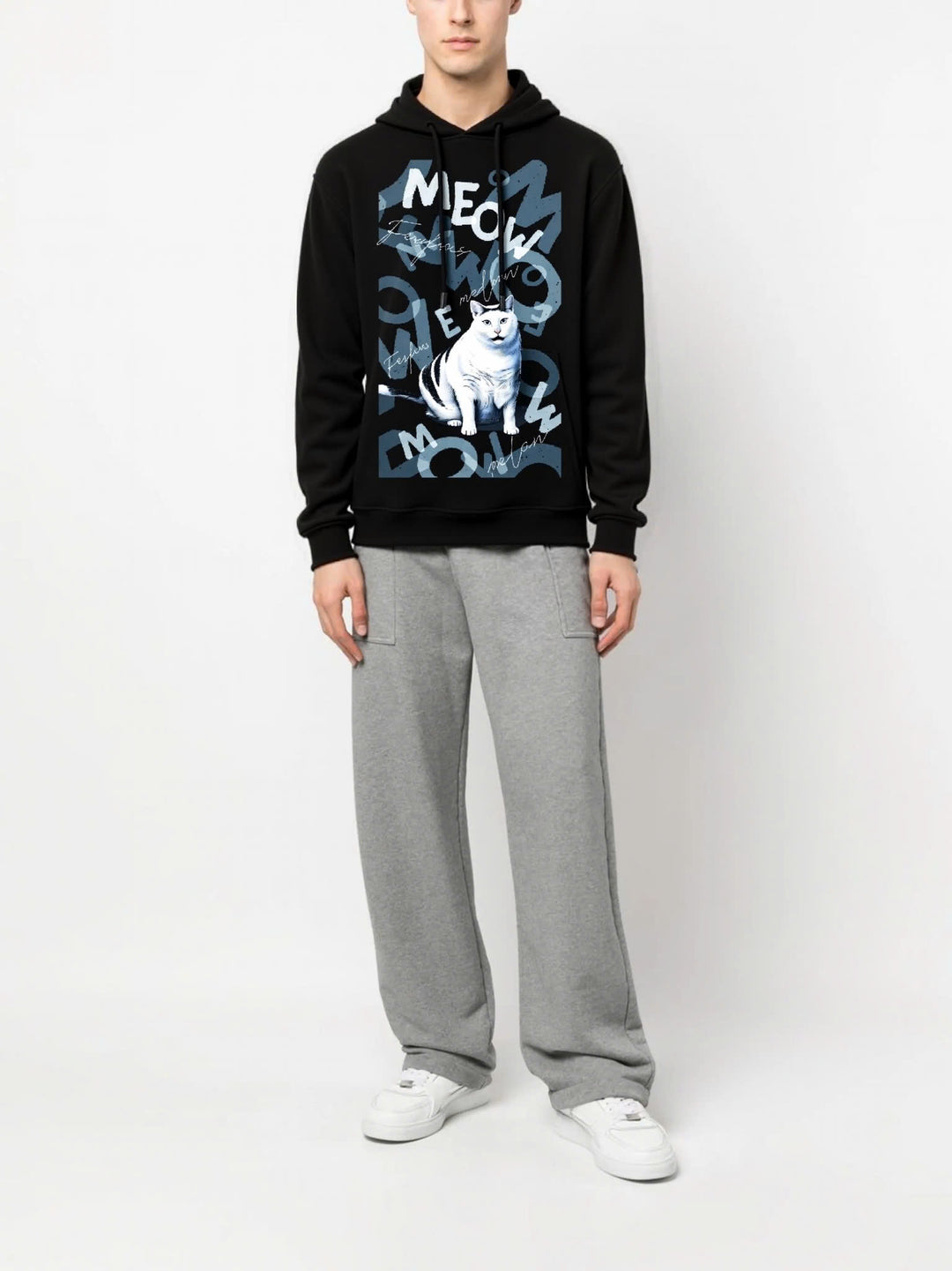 FesFas Cat-print Hoodie | Black | Men