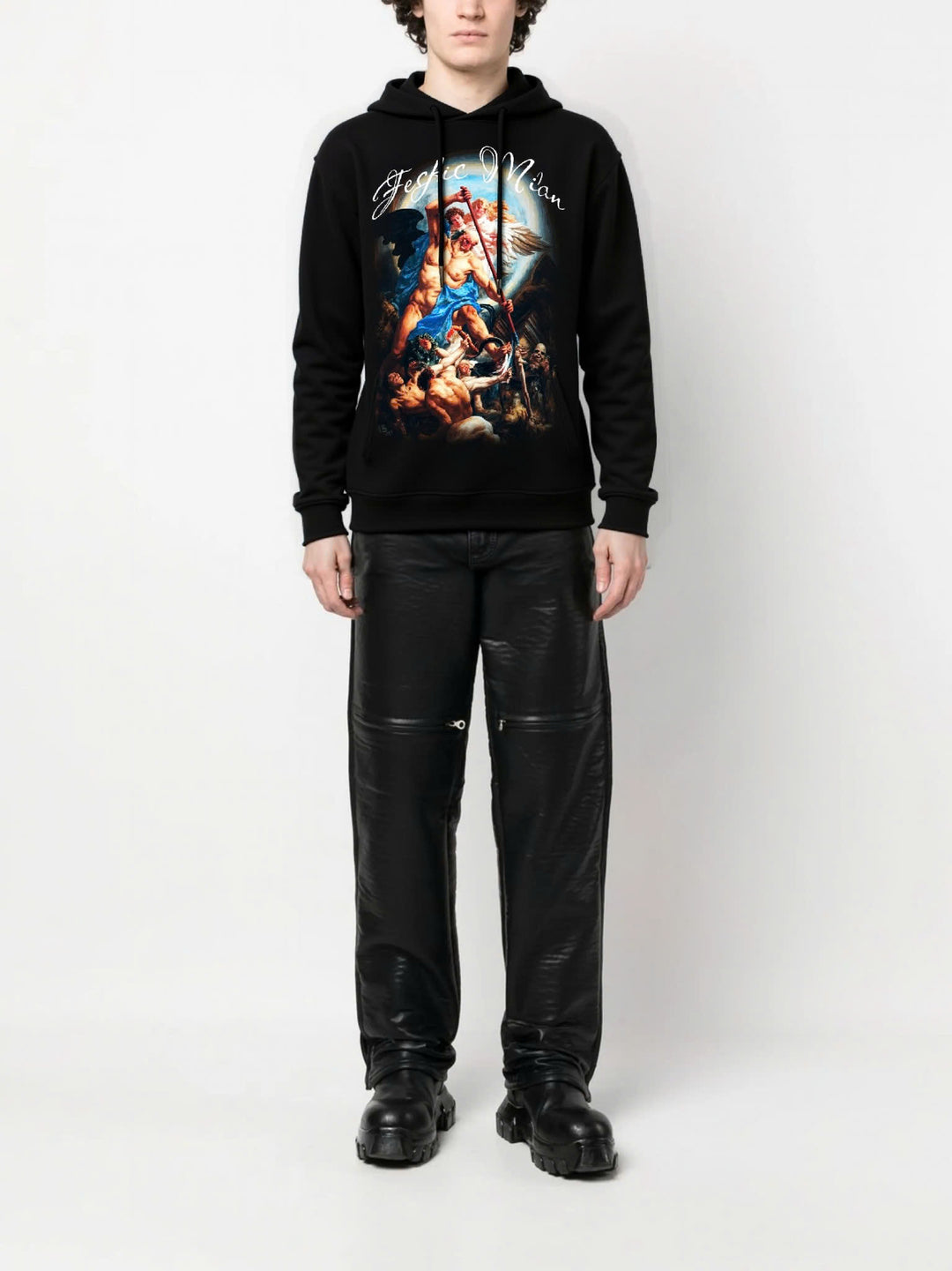FesFas Angel-print Hoodie | Black | Men