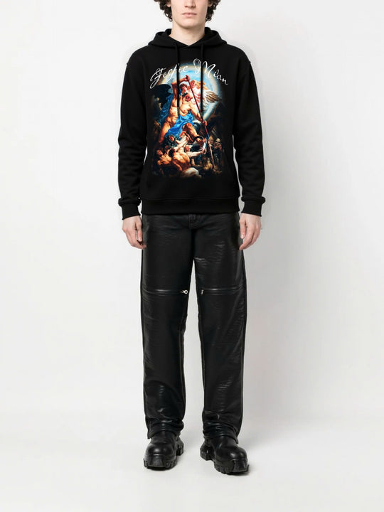 FesFas Angel-print Hoodie | Black | Men