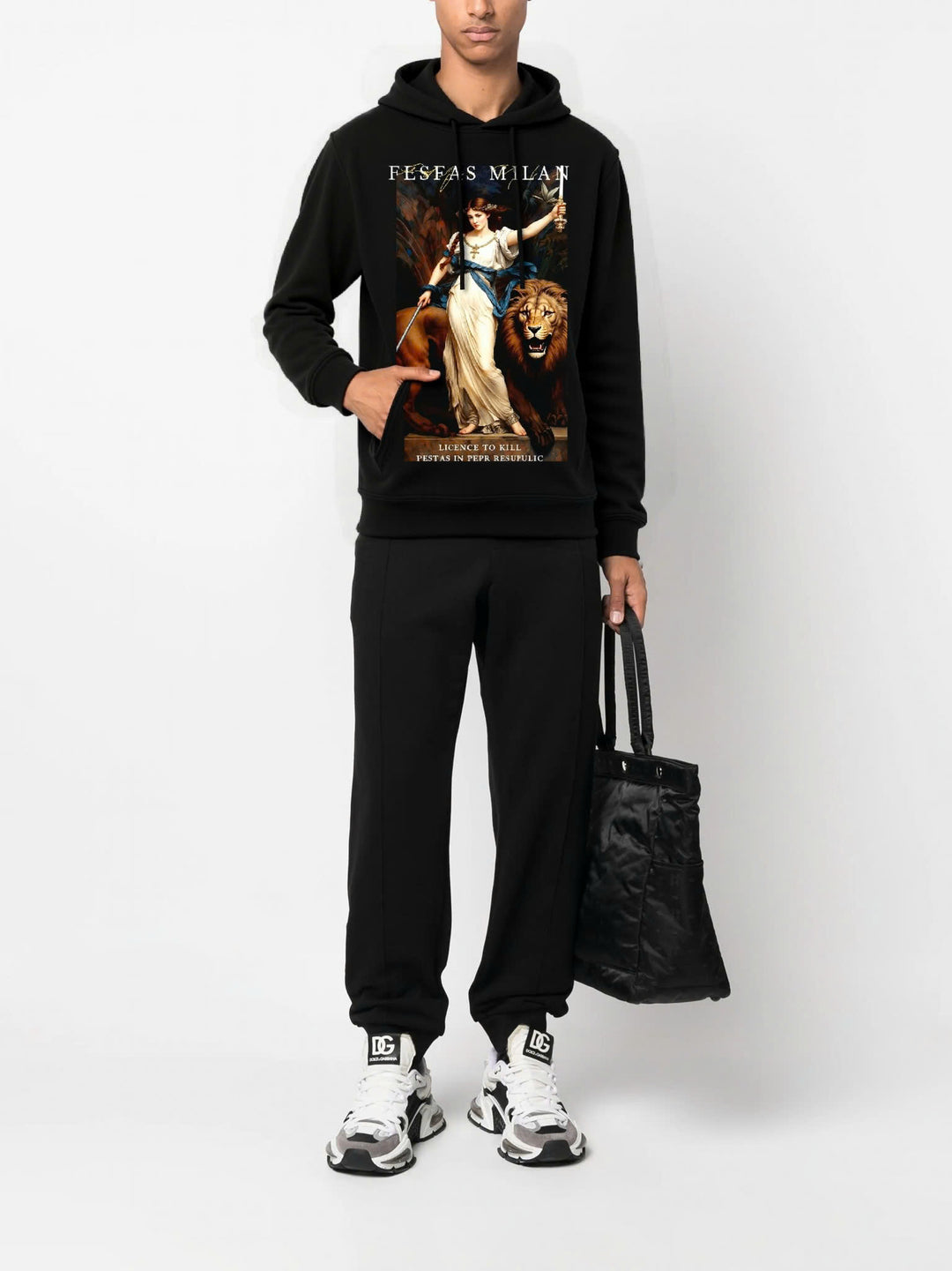 FesFas Lady-print Hoodie | Black | Men