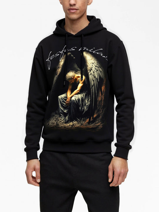 FesFas Fallen Angel-print Hoodie | Black | Men