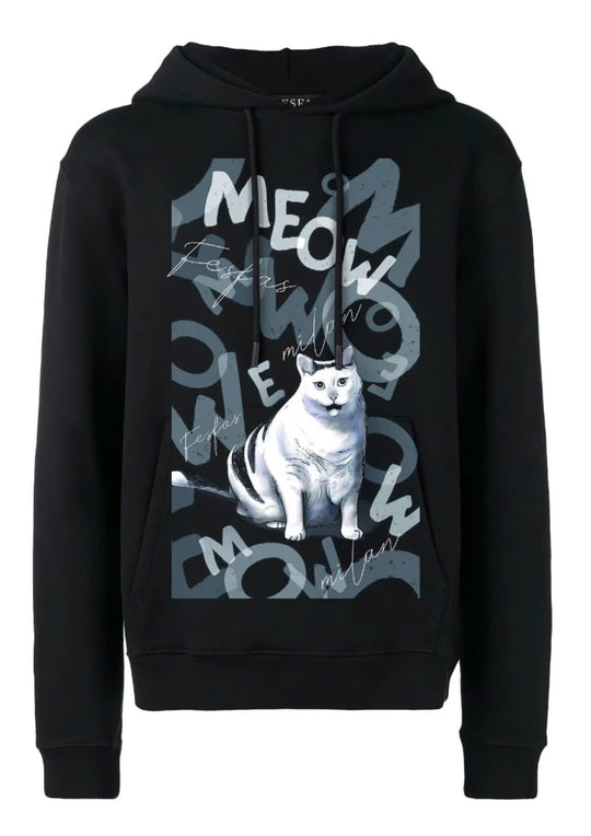 FesFas Cat-print Hoodie | Black | Men