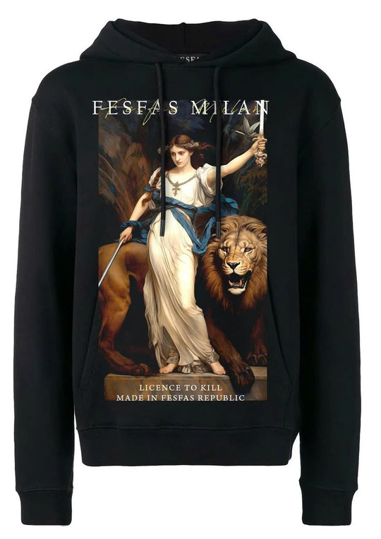 FesFas Lady-print Hoodie | Black | Men