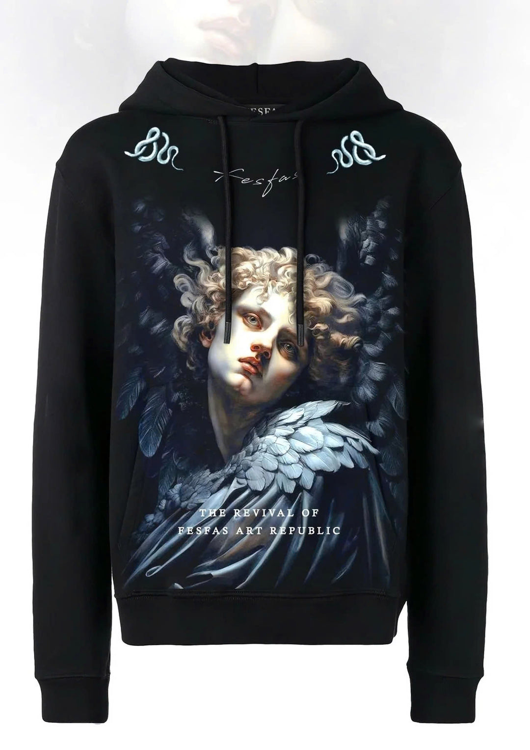 FesFas Angel-print Hoodie | Black | Men