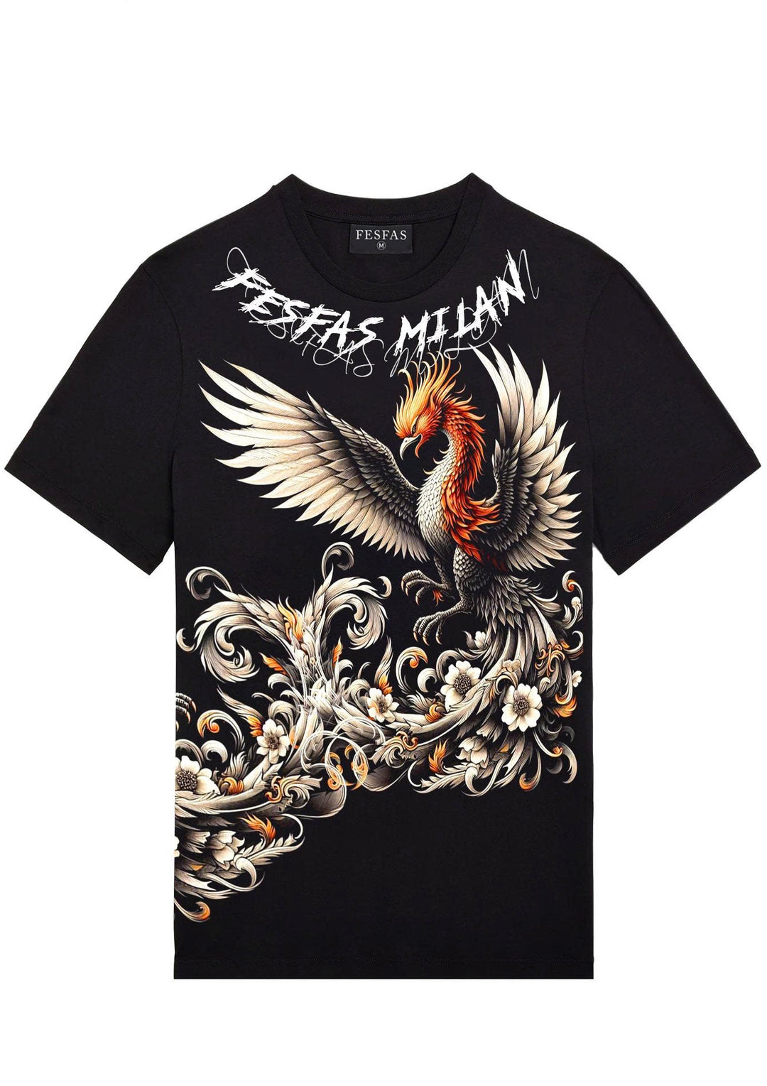 FesFas flame phoenix-print T-shirt | Black | Men