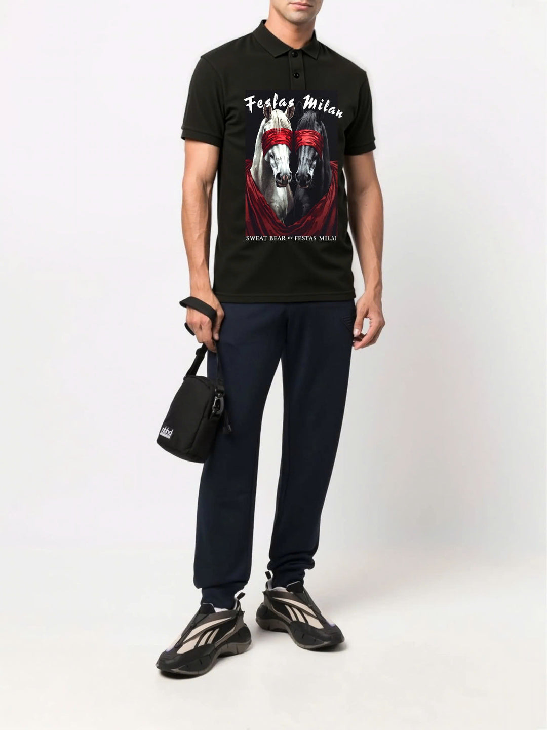 FesFas horses-print Polo Shirt | Men | Black