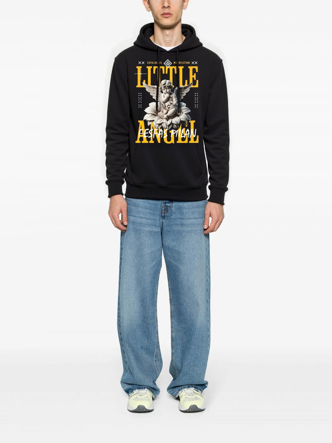 FesFas Angel-print Hoodie | Black | Men