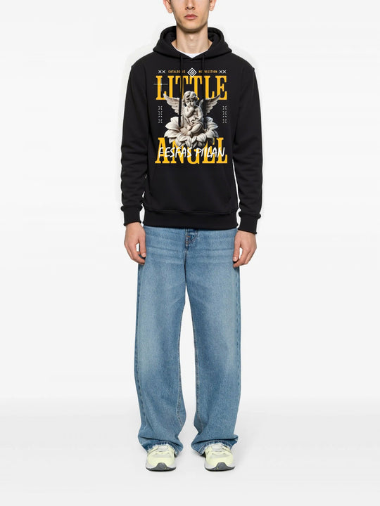 FesFas Angel-print Hoodie | Black | Men
