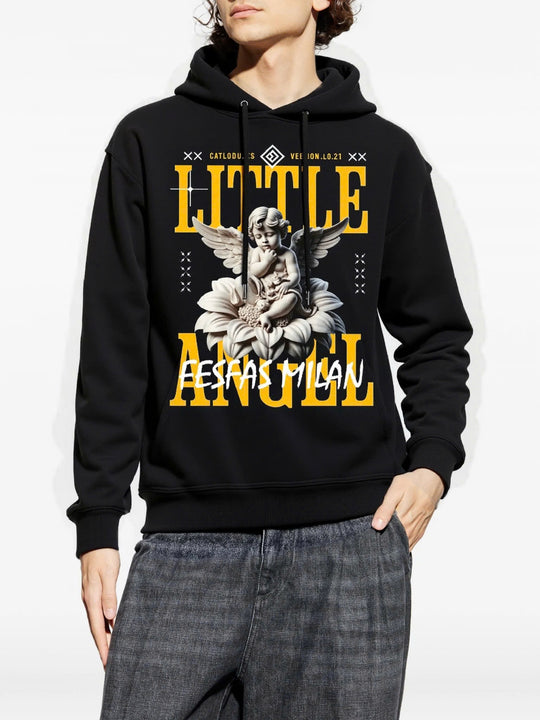 FesFas Angel-print Hoodie | Black | Men