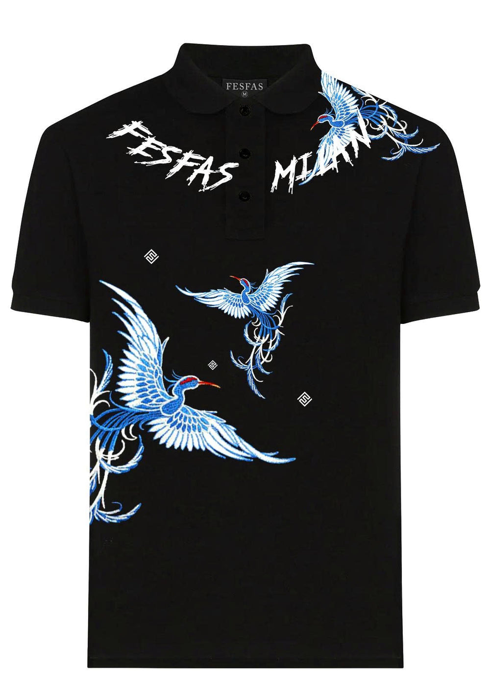 FesFas blue phoenix-print Polo Shirt