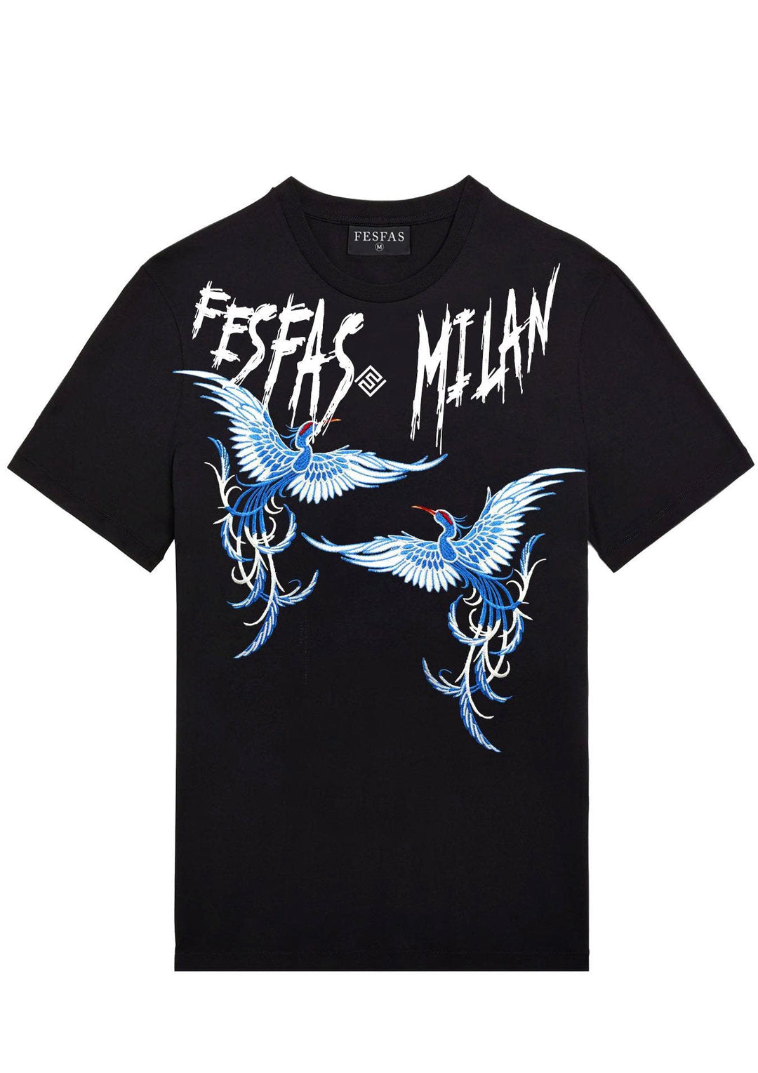 FesFas blue phoenix-print T-shirt | Black | Men