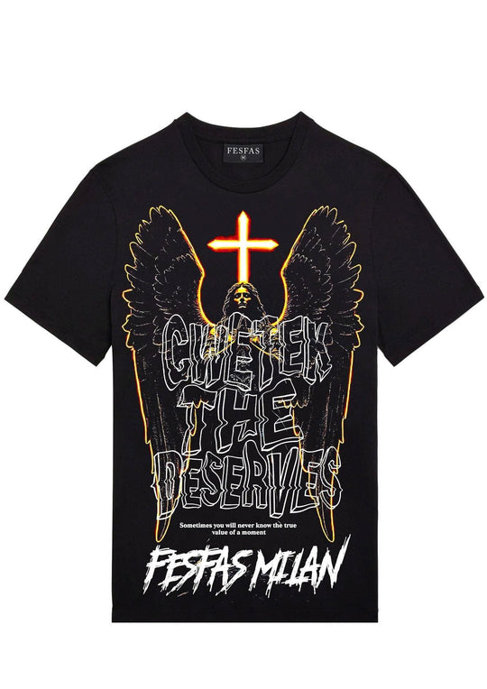 FesFas angel-print T-shirt | Black | Men