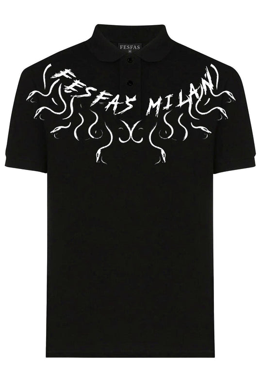 FesFas graphic-print Polo Shirt | Men | Black