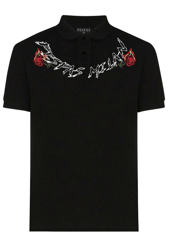 FesFas graphic-print Polo Shirt | Men | Black