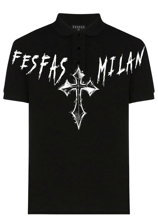 FesFas cross-print Polo Shirt | Men | Black