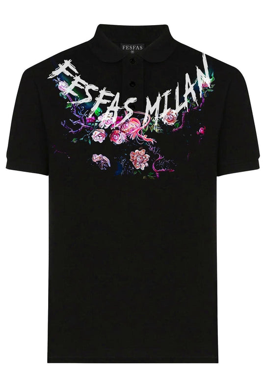 FesFas flowers-print Polo Shirt | Men | Black