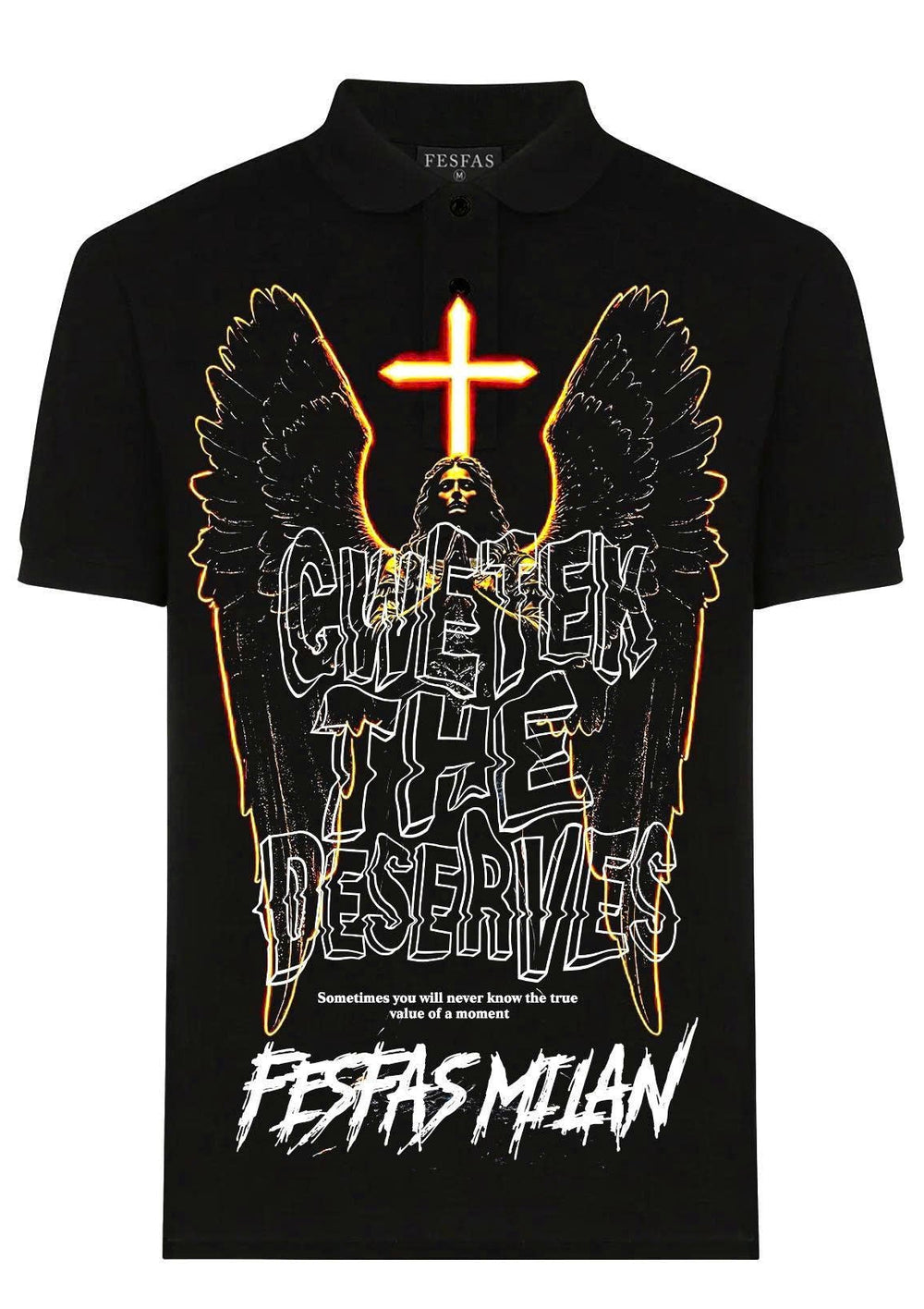FesFas angel-print Polo Shirt