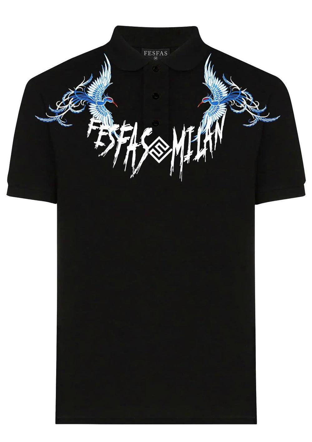 FesFas blue phoenix-print Polo Shirt