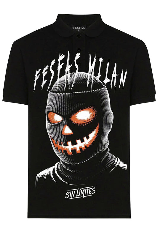 FesFas pumpkin mask-print Polo Shirt | Men | Black