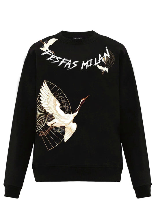 FesFas crane-print Sweatshirt | Black | Men