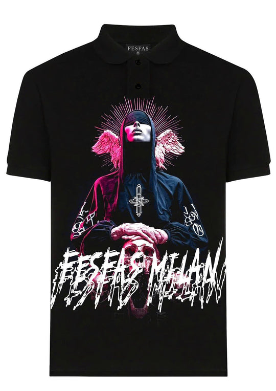 FesFas believer-print Polo Shirt | Men | Black