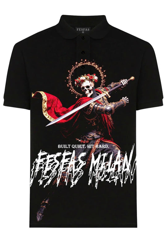FesFas bone knight-print Polo Shirt | Men | Black