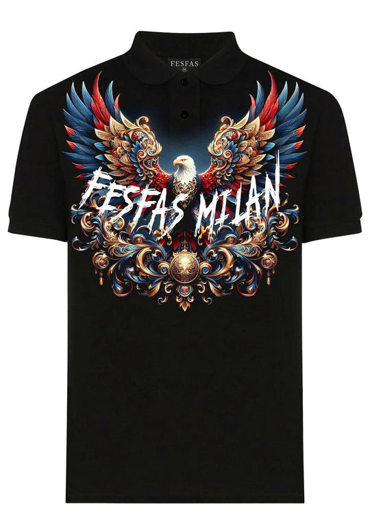 FesFas royal eagle-print Polo Shirt | Men | Black
