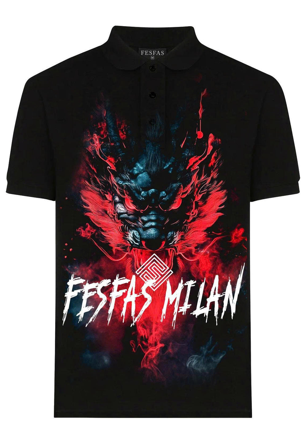 FesFas dark oni fusion-print Polo Shirt