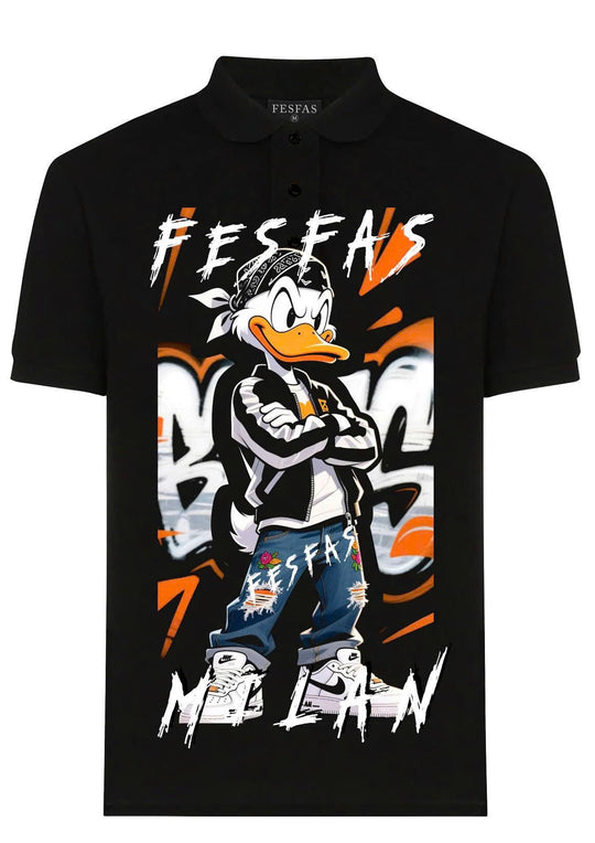 FesFas cartoon-print Polo Shirt | Men | Black