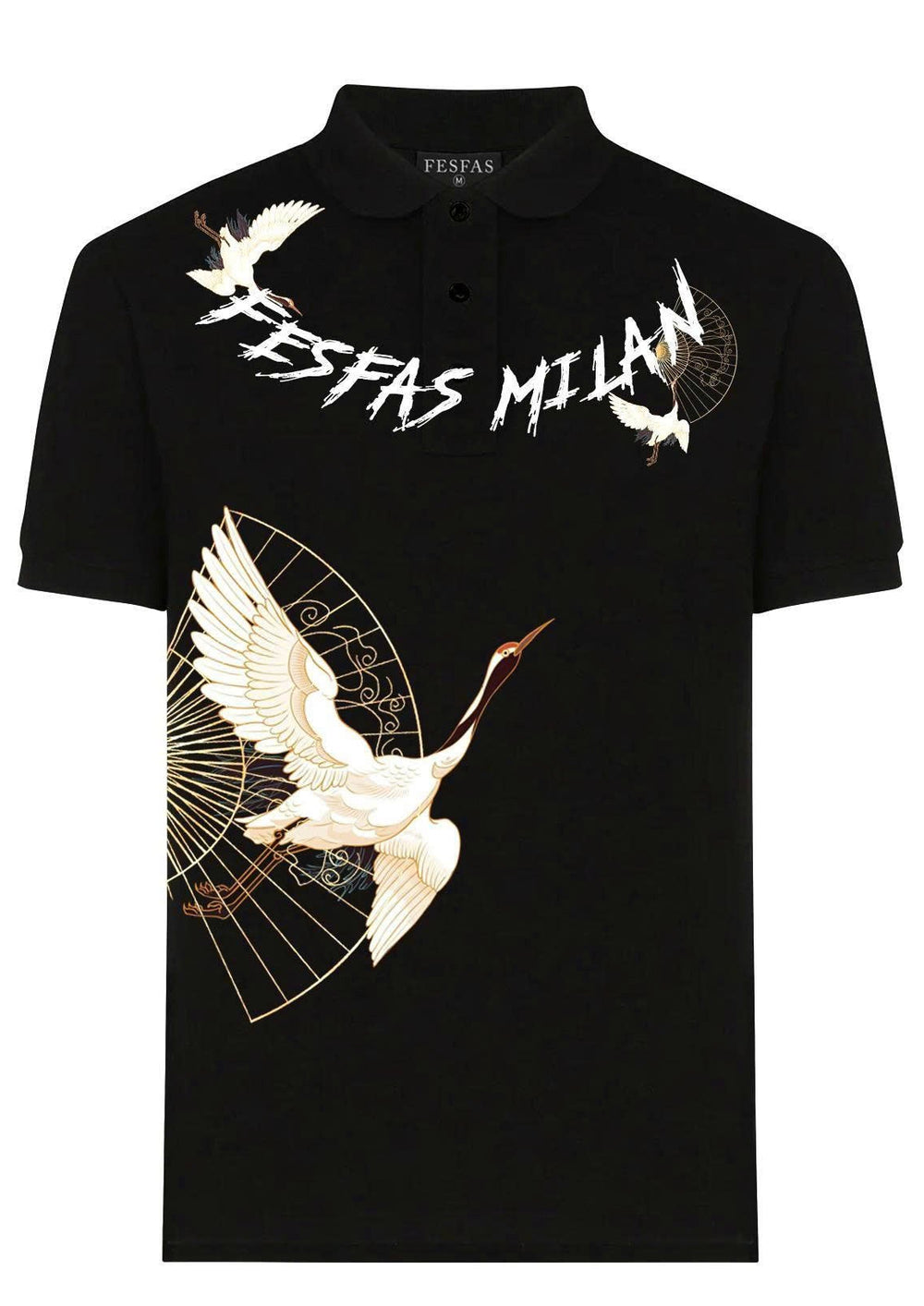 FesFas crane-print Polo Shirt