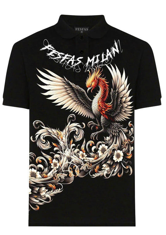 FesFas phoenix-print Polo Shirt | Men | Black