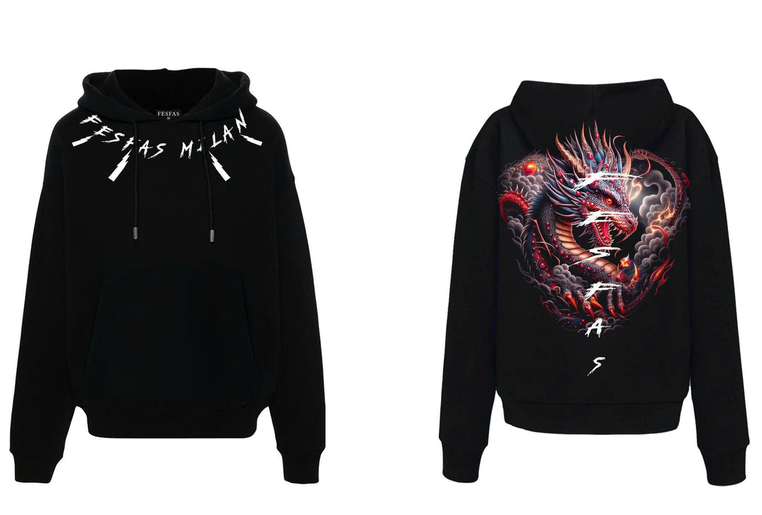 FesFas tattoos-print Hoodie | Black | Men