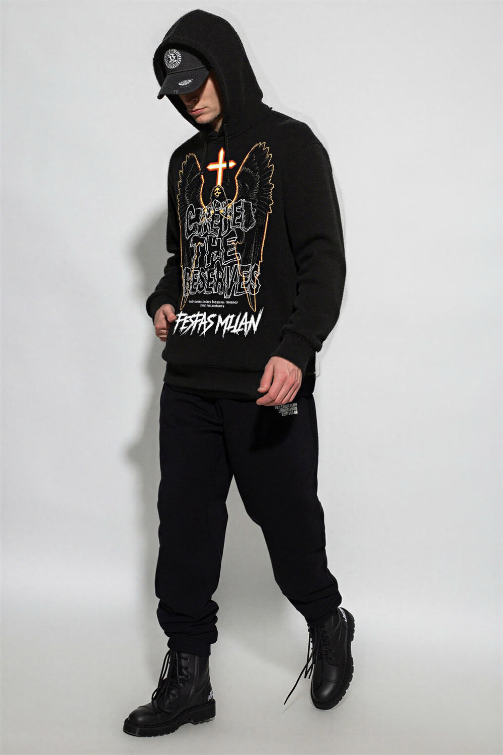 FesFas angel-print Hoodie | Black | Men