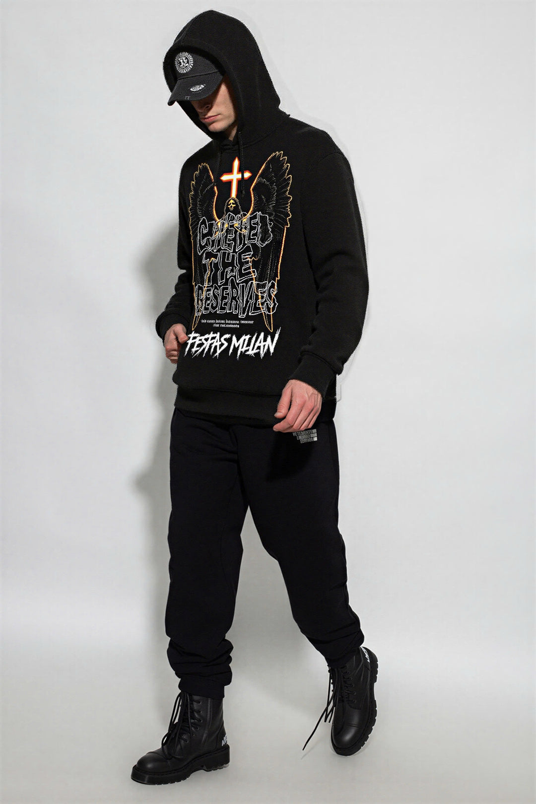 FesFas angel-print Hoodie | Black | Men