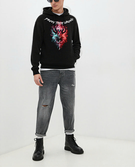 FesFas fire demon-print Hoodie | Black | Men