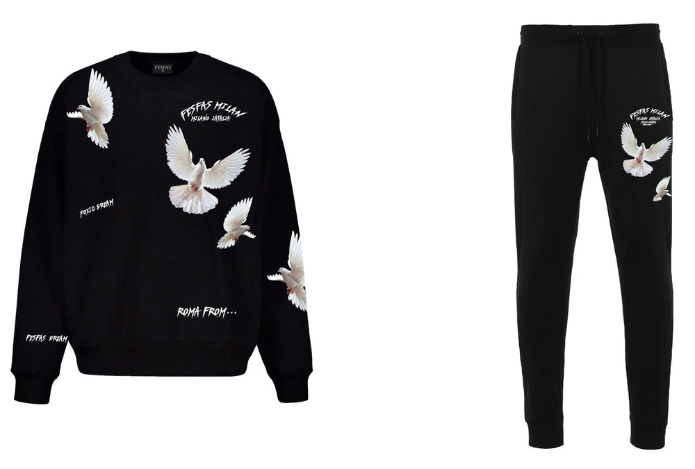 FesFas pigeons-print Sweatshirt Set | Black | Men