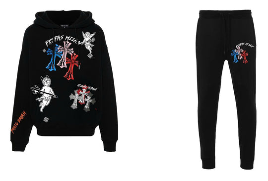 FesFas graphic-print Hoodie Set | Black | Men