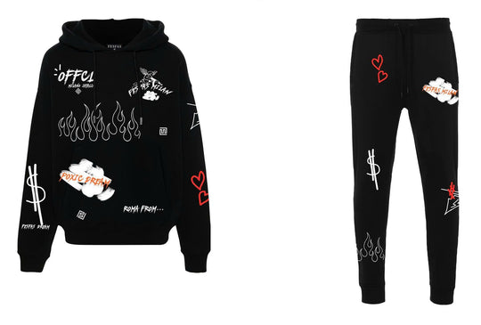 FesFas graphic-print Hoodie Set | Black | Men