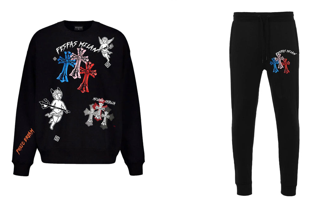 FesFas graphic-print Sweatshirt Set | Black | Men