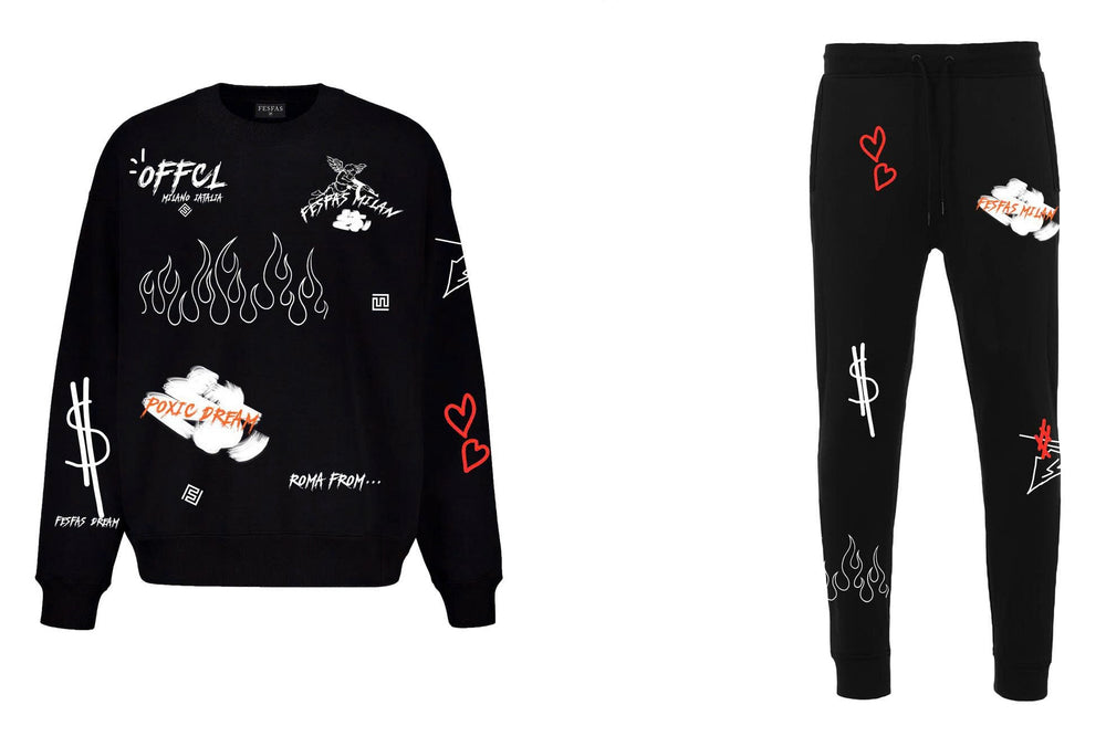 FesFas graphic-print Sweatshirt Set | Black | Men