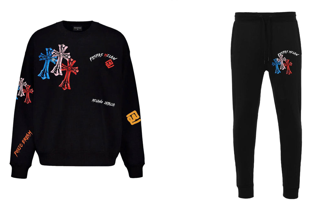 FesFas graphic-print Sweatshirt Set | Black | Men