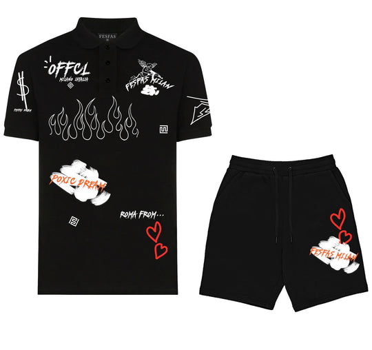 FesFas graphic-print Polo Set | Men | Black